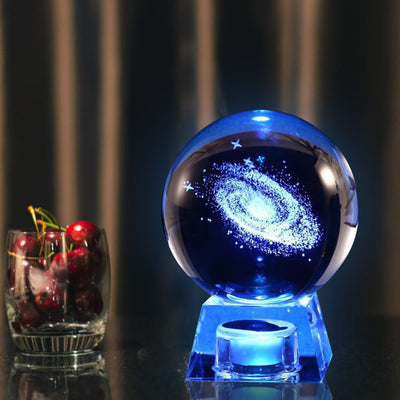 Lámpara Esfera Cristal LED con Música - Galaxia 3D con Energía Solar - Image 12