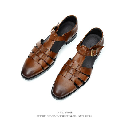 Zapatos Hombre Cuero Genuino Estilo Retro Negocios Verano Transpirables - Image 9