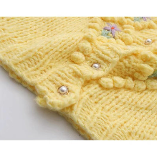 Cardigan Tejido a Mano con Hilo Grueso Arcoíris - Cuello en V Estilo Relajado - Image 2