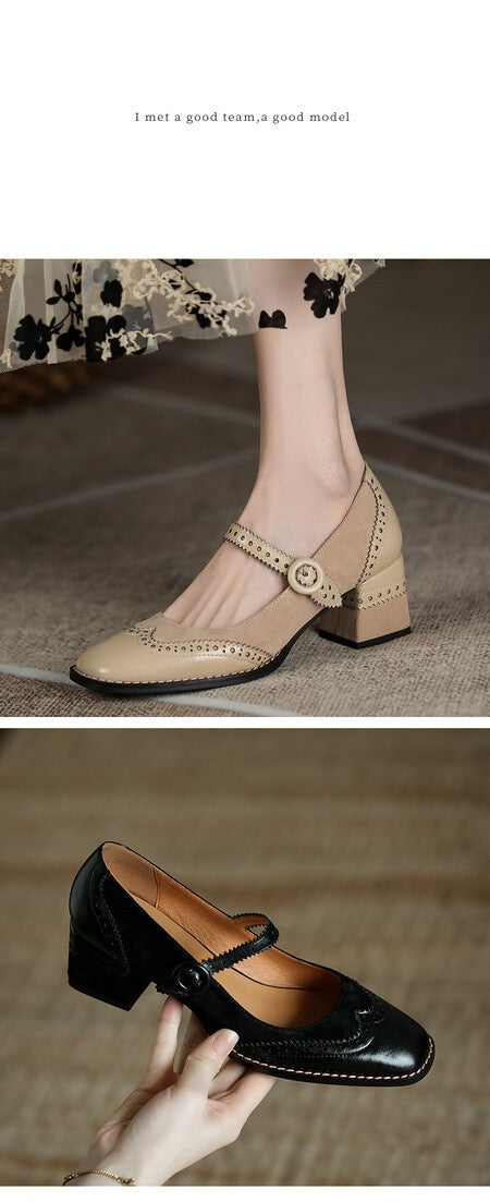 Zapatos Mary Jane Vintage con Tacón Grueso y Punta Cuadrada para Mujer - Image 15