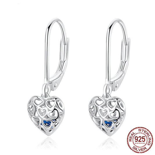Aretes de Plata Esterlina 925 Corazón Hueco