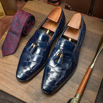 Zapatos de Cuero Azul para Negocios Casual