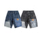Shorts Camisa de Negocios Patchwork Denim Retro para Hombre