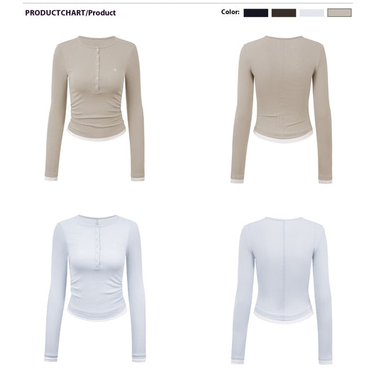 Camiseta Manga Larga Slim-fit con Cuello Falso Tejido Doble Capa - Image 8
