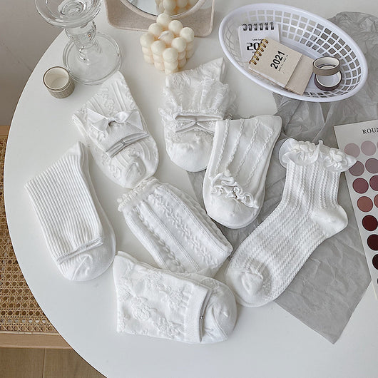 Calcetines Lolita de Encaje Blanco para Mujer - Tubo Medio Algodón - Image 19