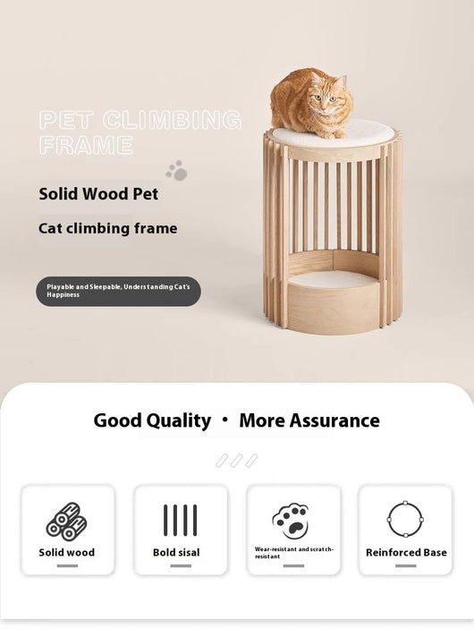 Rascador de Madera Maciza para Gatos con Cama Integrada - Image 7