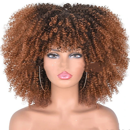 Peluca de Cabello Rizado Sintético con Malla Fina - Image 25
