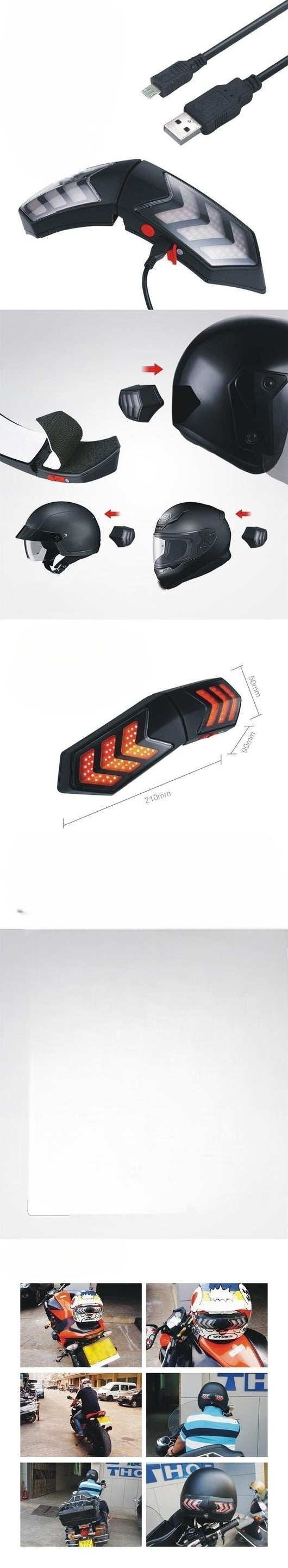 Luz LED Inalámbrica para Casco de Moto con Señales de Freno y Giro Sincronizadas - Image 8
