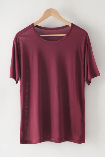 Camiseta de Seda Mulberry Suelta para Hombre - Cuello Redondo - Image 8