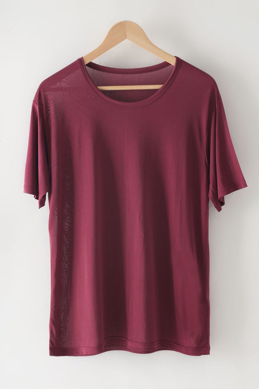 Camiseta de Seda Mulberry Suelta para Hombre - Cuello Redondo - Image 8