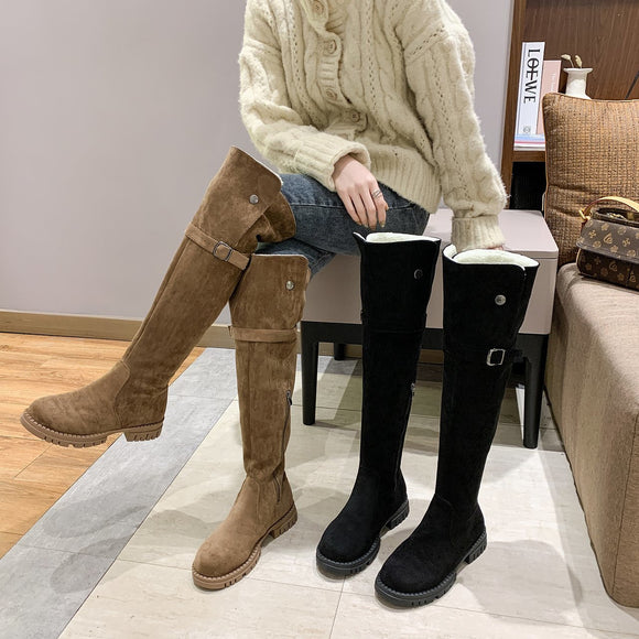 Botas de Nieve Over-the-Knee con Tacón Grueso y Forro Polar