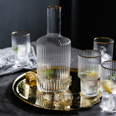 Botella de Agua Cristal Transparente con Patrón Vertical Estilo Nórdico Japonés - Image 2