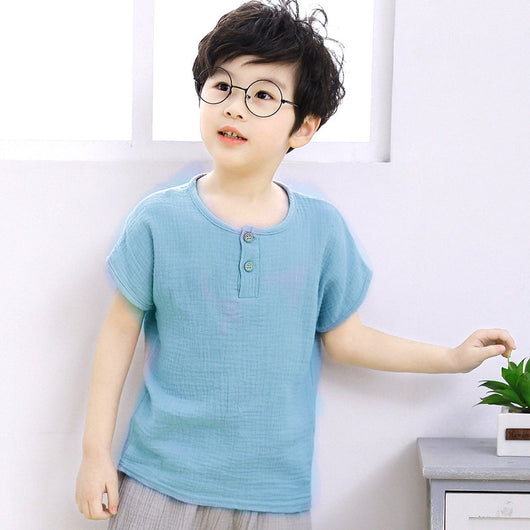 Playera Infantil de Algodón y Lino de Manga Corta - Image 5
