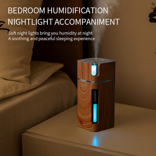 Difusor Ultrasónico con Humidificador LED y Aroma Terapia - Diseño Madera USB