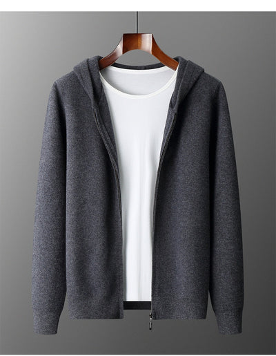 Cardigan Cashmere con Capucha para Hombre - Abrigo Casual Grueso con Cierre - Image 14