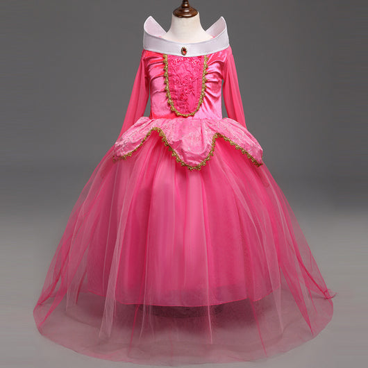 Vestido Princesa Niña Elegante Color Sólido - Image 4