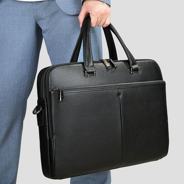 Maletín Ejecutivo Horizontal de Cuero Genuino - Capacidad Grande para Laptop 17 Pulgadas