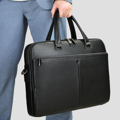 Maletín Ejecutivo Horizontal de Cuero Genuino - Capacidad Grande para Laptop 17 Pulgadas