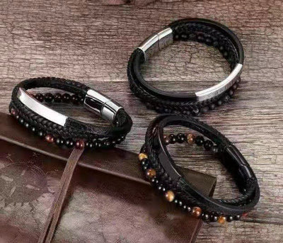 Pulsera de Piedra Natural con Cierre Magnético y Cuero Trenzado - Image 21