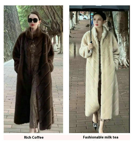 Abrigo de Piel Sintética para Mujer - Elegante Largo Medio Invierno - Image 15