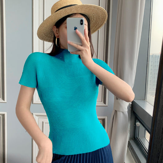 Blusa Elegante de Gasa con Cuello Medio - Top Sofisticado para Mujer - Image 13