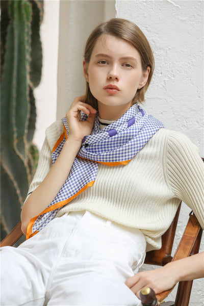 Pañuelo de Seda Twill Cuadros Houndstooth - Image 7