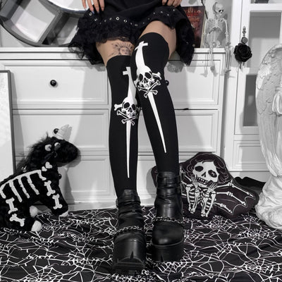 Medias Largas Calavera para Mujer - Diseño Halloween Hasta la Rodilla - Image 8