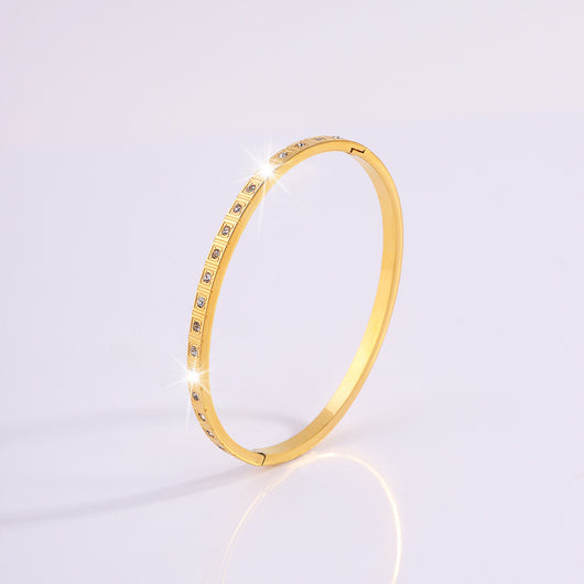 Pulsera de Diamantes Cuadrados en Acero Inoxidable Europeo y Americano - Image 11
