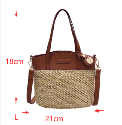 Bolsa de Playa Tejida con Asa - Bolso Mensajero Portátil de Fibra Natural - Image 9