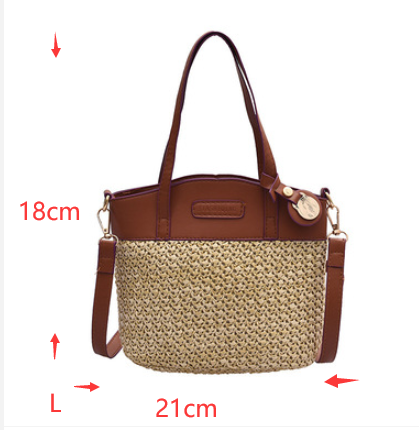 Bolsa de Playa Tejida con Asa - Bolso Mensajero Portátil de Fibra Natural - Image 9