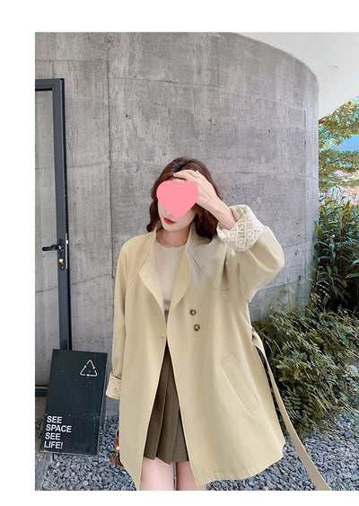 Cortavientos Khaki Cuello Mao para Mujer - Estilo Británico Otoño - Image 23