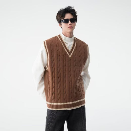 Chaleco Tejido Cuello V Estilo British College - Image 33