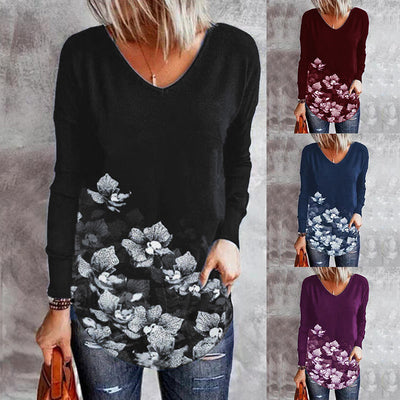 Blusa Suelta con Estampado Floral y Cuello en V para Mujer - Image 7