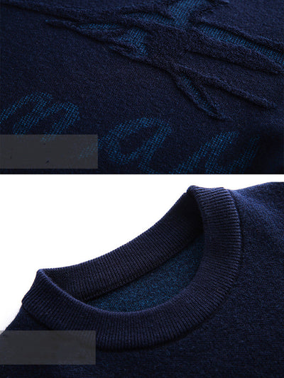 Suéter de Lana Jacquard Oversize Talla Grande para Hombre - Image 7