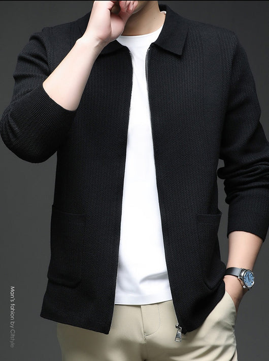 Cardigan Tejido con Cierre para Hombre - Abrigo Casual Elegante - Image 10