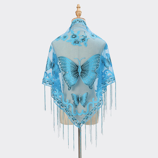 Pañuelo Triangular Calado con Encaje Elegante para Mujer - Image 18