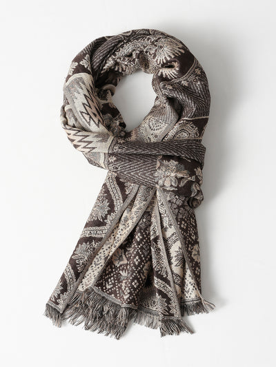 Bufanda Étnica de Algodón Jacquard para Hombre con Borlas - Cálida y Suave - Image 20