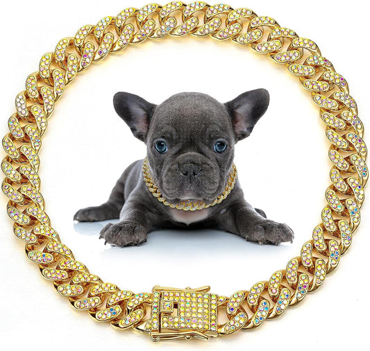 Collar de Cristal para Mascotas - Cadena Metálica Elegante para Perros y Gatos