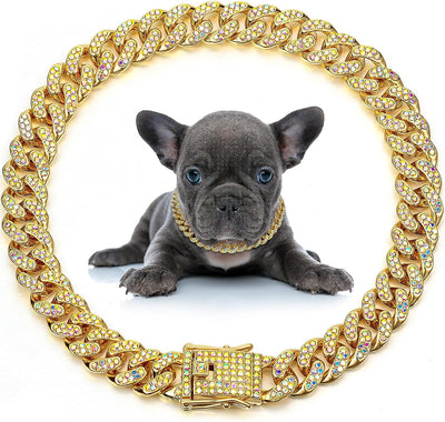Collar de Cristal para Mascotas - Cadena Metálica Elegante para Perros y Gatos