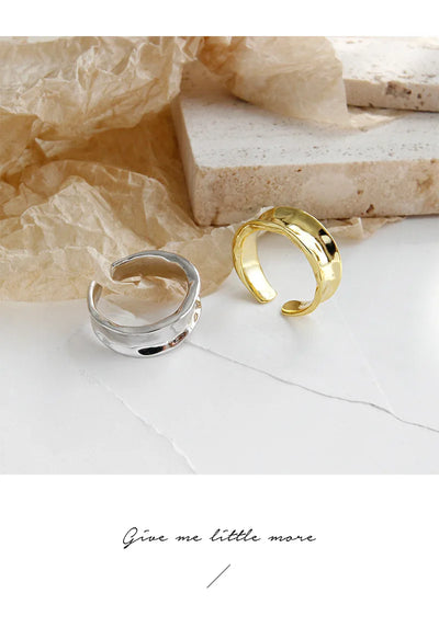 Anillo de Plata S925 Diseño Irregular Cóncavo Minimalista - Image 13