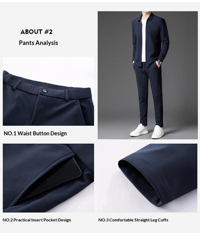 Conjunto de Dos Piezas para Hombre: Cardigan con Cierre y Pantalones Trendy Otoño - Image 29