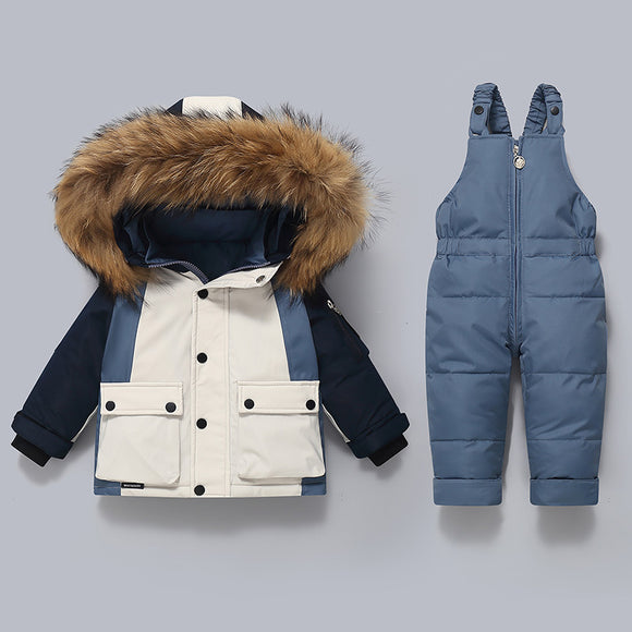 Conjunto Térmico Acolchado para Niños: Chaqueta y Pantalón Peto