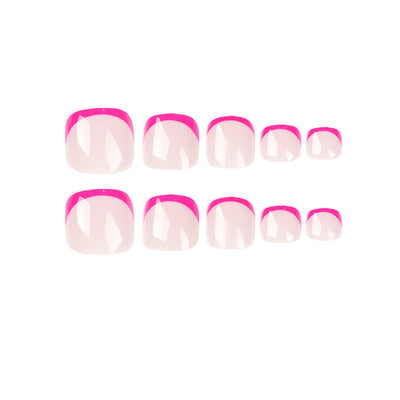 Uñas Postizas Removibles Rojo Rosa Francés Elegante - Image 4