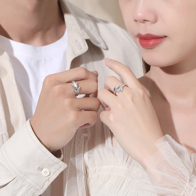 Anillo de Pareja Peces con Diamantes Incrustados
