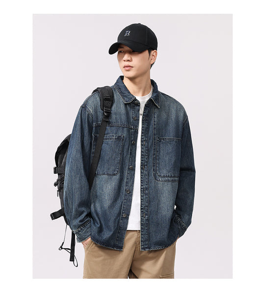 Camisa Denim Retro de Manga Larga Estilo Casual Americano - Image 14