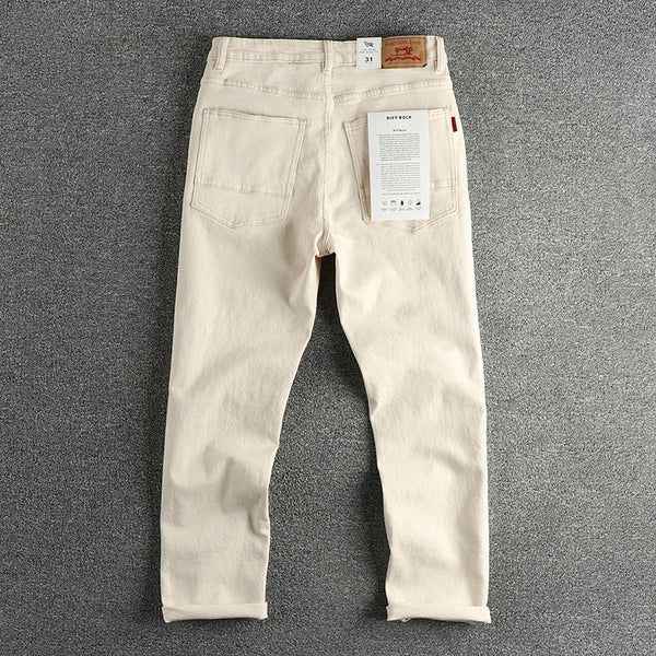 Jeans Vintage Lavado Crudo en Tono Crema