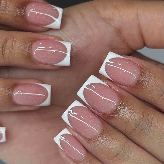 Uñas Postizas Francesas Clásicas Blancas Desmontables