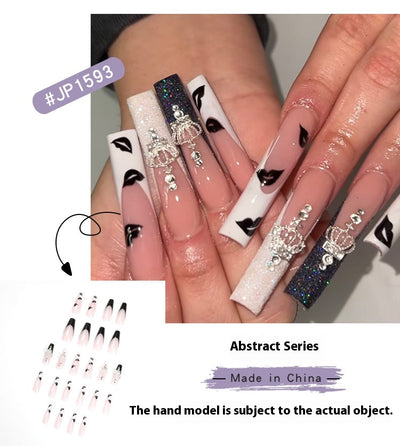 Stickers de Uñas Corona con Estampado Labios Blanco y Negro - Image 6