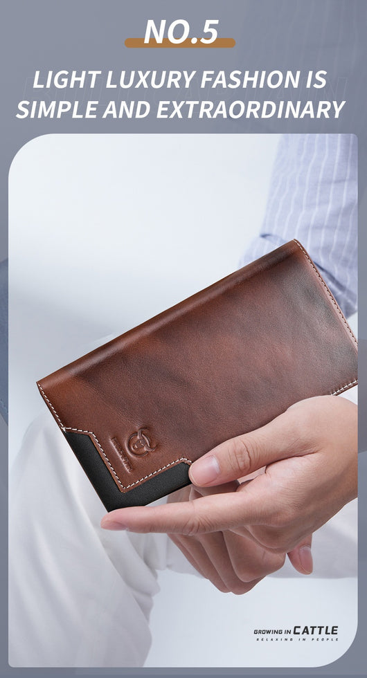 Billetera Bifold de Cuero Engrasado Premium para Hombre - Capacidad Grande - Image 32