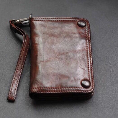 Billetera Juvenil de Cuero con Pliegues - Cartera Corta para Hombre - Image 3
